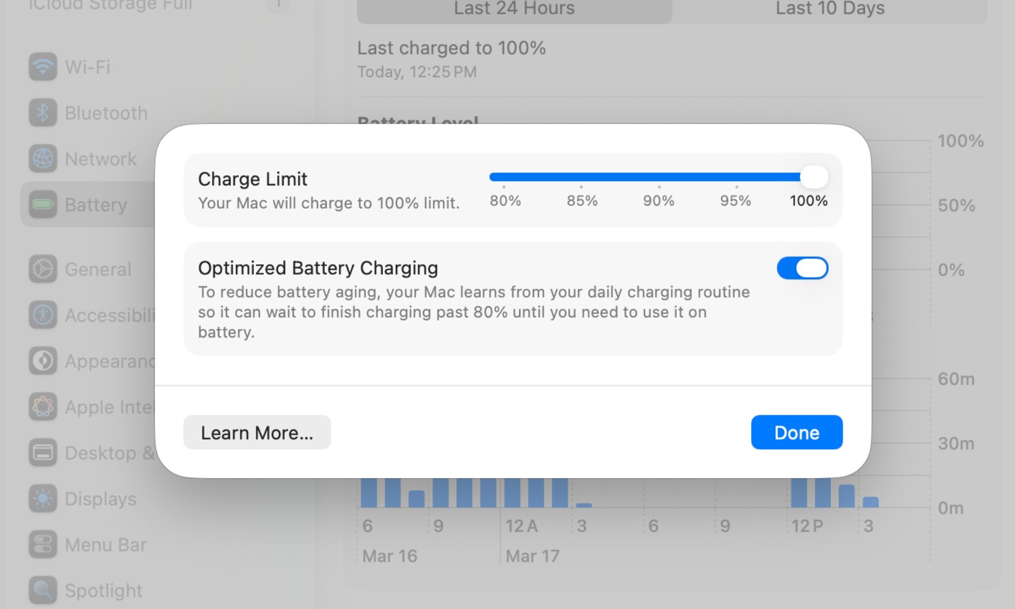 Charging limit on macOS 26.4.