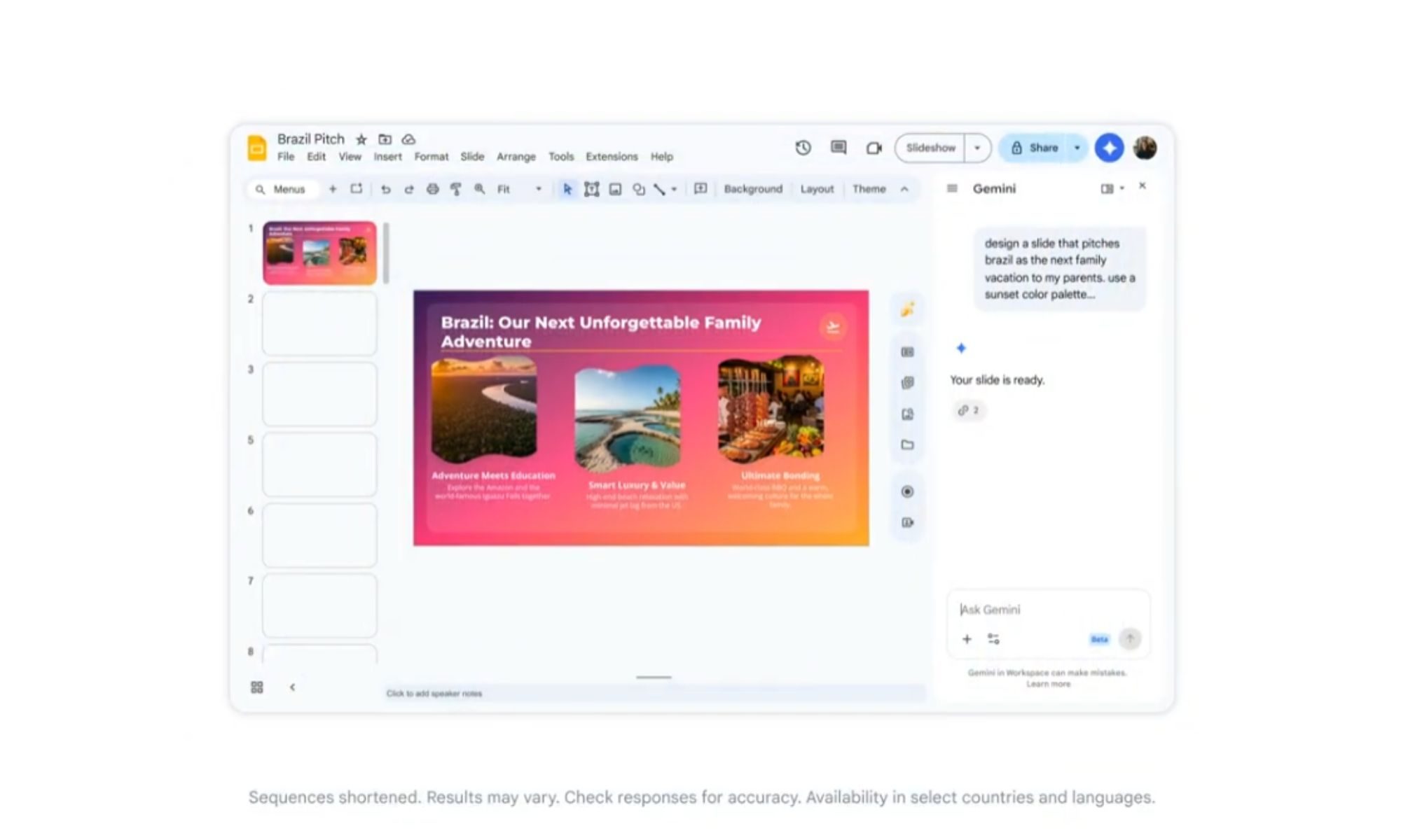 Gemini improved slide generation in Google Slides.