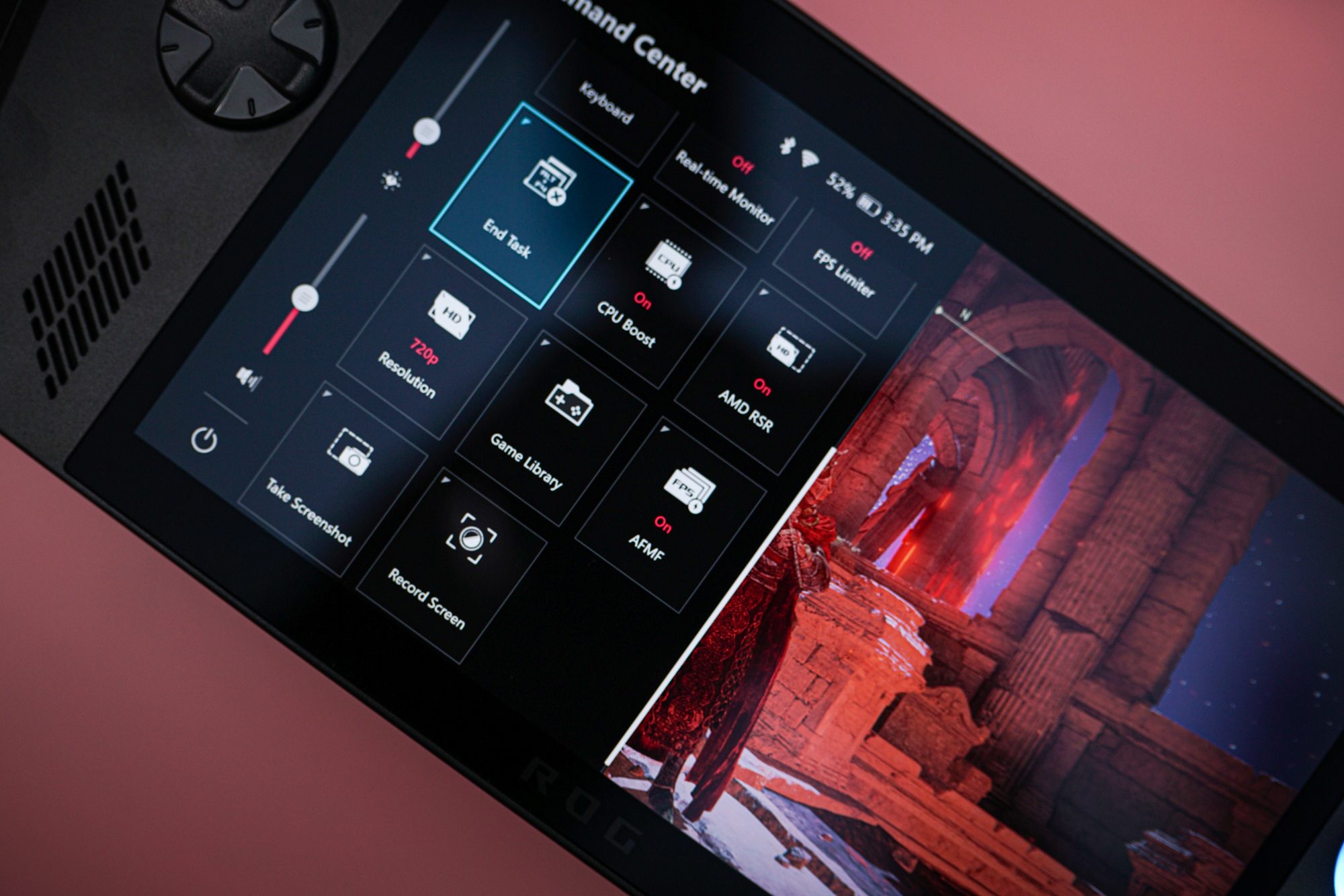 The Asus ROG Ally X overlay.