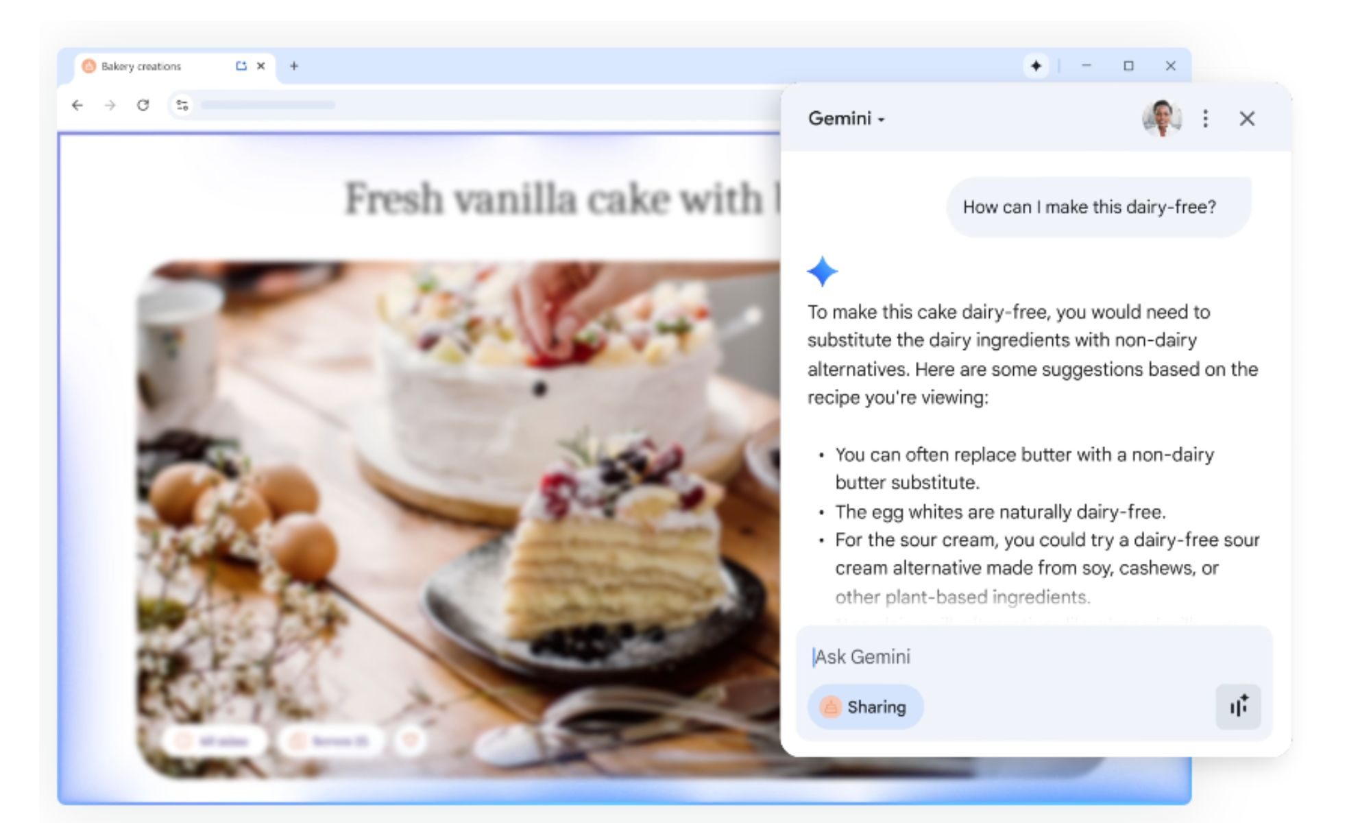 Gemini working in Chrome.